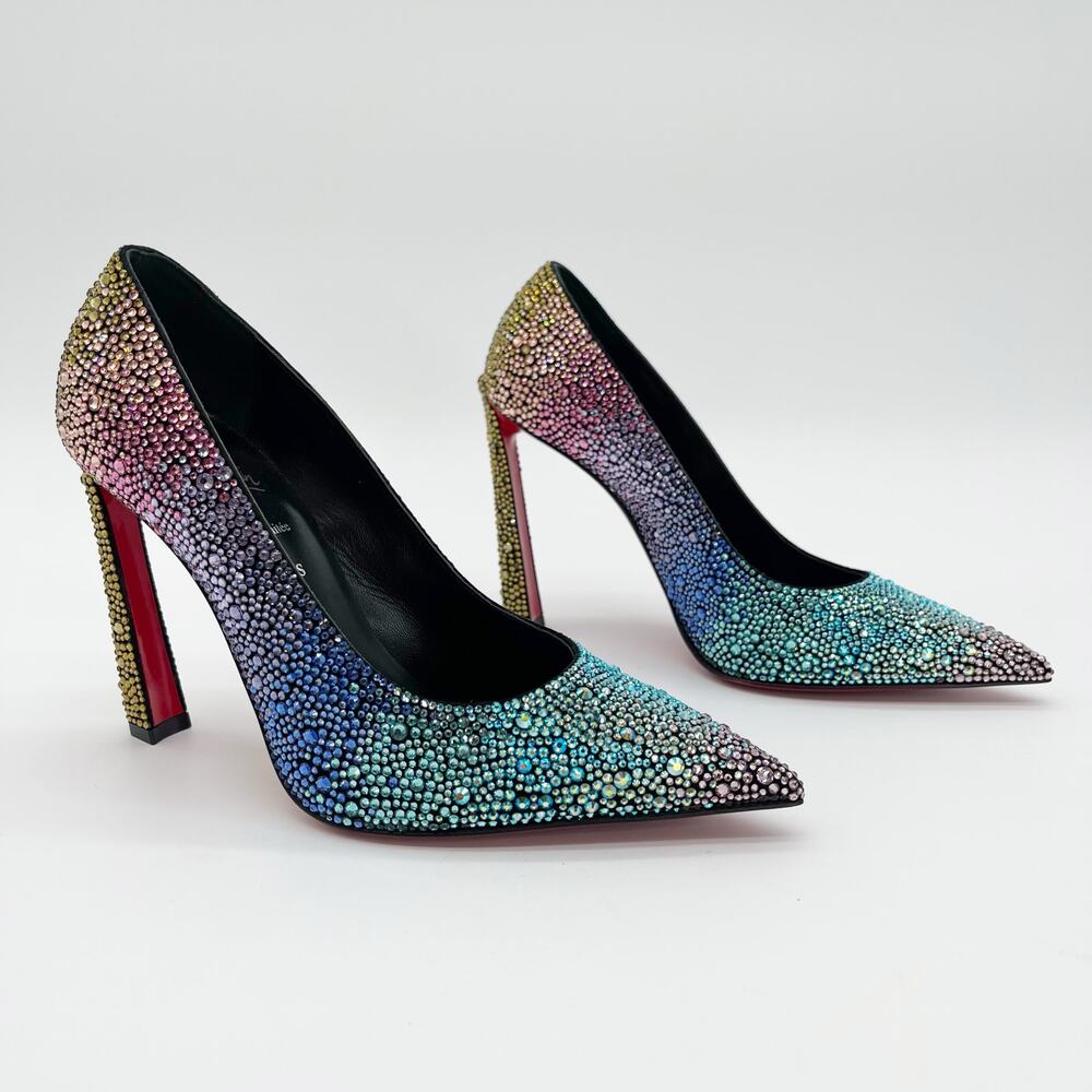 New Christian Louboutin Condora Strass Rainbow Crystal 100 Stiletto Heels EU 36 - Picture 2 of 13